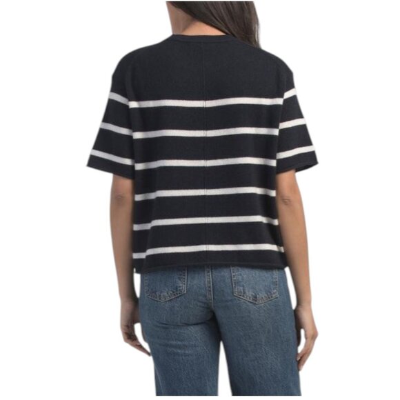 WHITE + WARREN Cashmere Short Sleeve Rolled Sweater - Picture 2 of 4